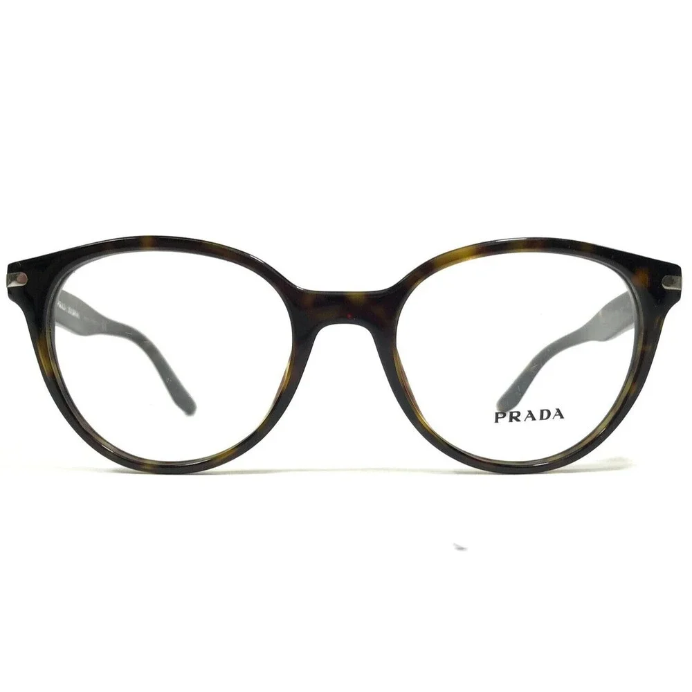 PRADA Eyeglasses Frames VPR 07T 2AU-1O1 Brown Tortoise Round Full Rim 50-19-140